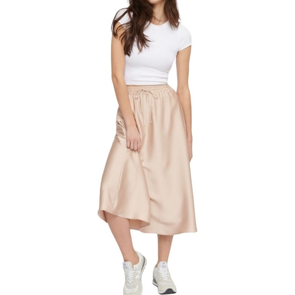 Dynamite Midi Skirt Satin-Like Material Blush Pink Small - Picture 3 of 9
